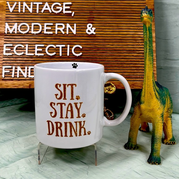 Sit 🐾 Stay 🐾 Drink 🐾 Gold Glitter Graphic Large TMD Holdings  Ceramic Mug - Picture 1 of 8